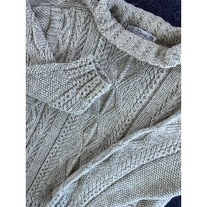 Vintage Irish Aran Wool Cable Knit Sweater Cleo Originals Oatmeal L